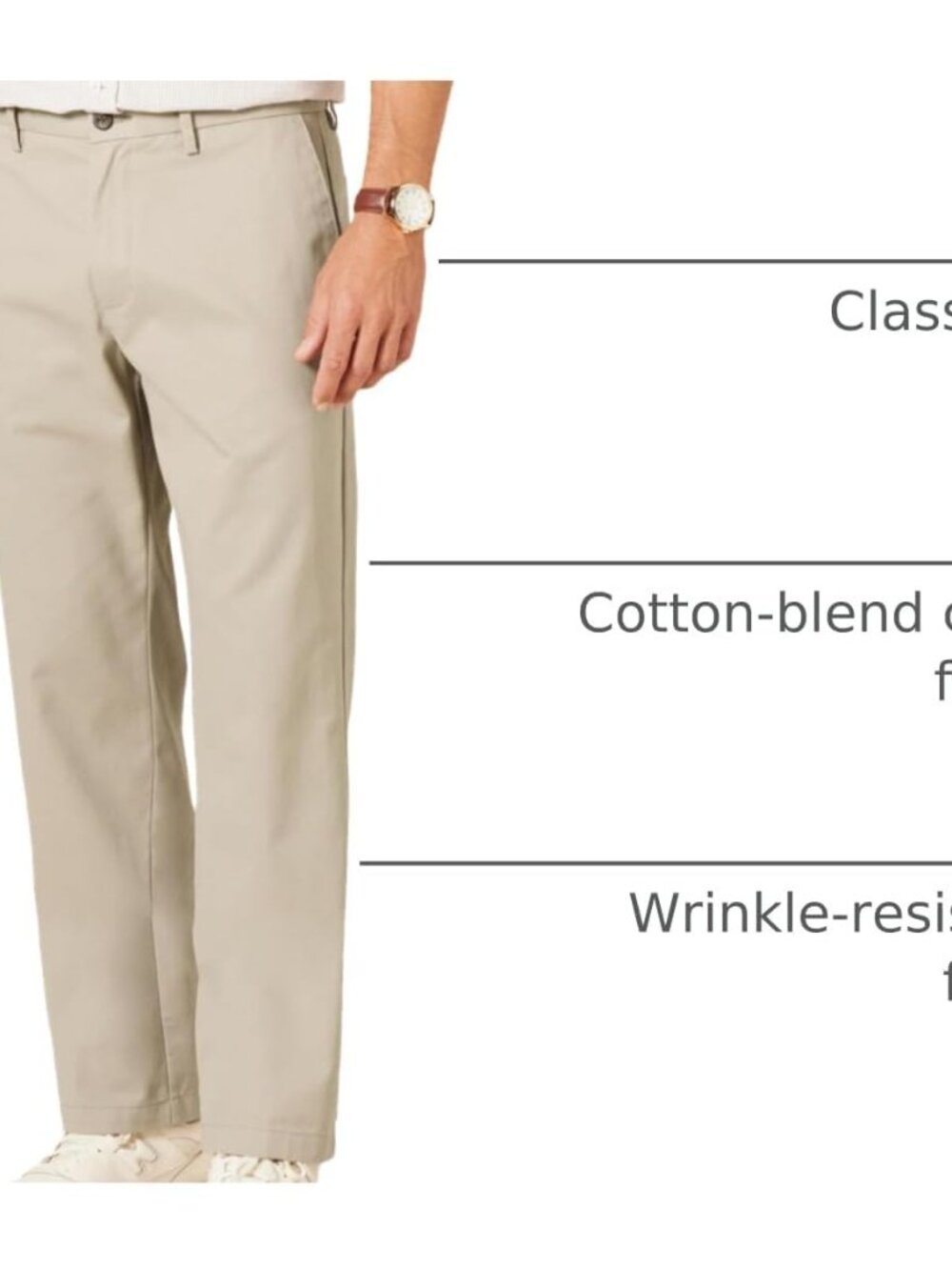 Men's Classic-Fit Wrinkle-Resistant Flat-Front Stretch Chino Pant - Picture 5 of 9